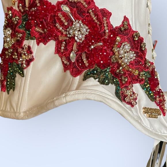 Ragazza Strapless Red/White Christmas Bustier Corset Quinceanera Prom Size 9 M - Picture 10 of 16